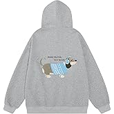 Aelfric Eden Headset Dachshund Hoodie Graphic Hooded Sweatshirt Loose Vintage Unisex Long Sleeve Pullover