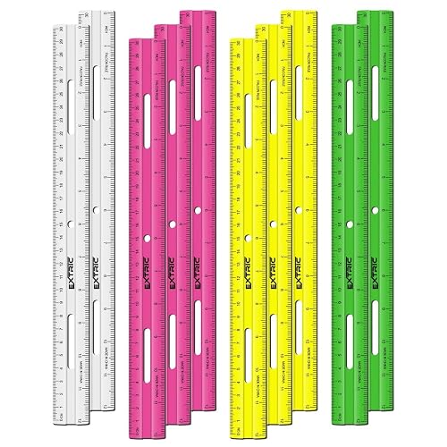 Assorted Ruler Clear Plastic Rulers 12 Inch, Rulers Bulk for Classroom Assorted Colors ...