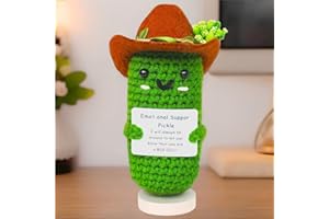 YiLUAN Funny Positive Crochet Potato Pickle with Stand - Emotional Cute Support Pickle Crochet Potato for Girls, Perfect Christmas Birthday Gifts for Women, Office & Christmas Decor