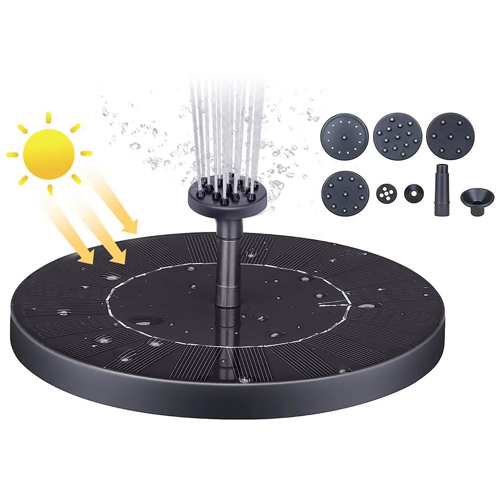 FRGHF Solar Fountain Pump, 1.4W 190L/H Solar Water Fountain Submersible Fountain Pump Solar Pond Pump Floating Solar Water Pump with 6 Nozzles for Garden Decoration, Pond, Fish Tank, Pool, Aquarium
