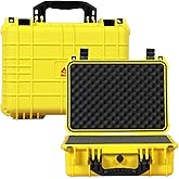 Jack Boss 16x 12.8x 6.8 Inch Hard Case, Portable Weather Waterproof Protective Camera Case with Customizable Foam, Fit Use of Drones, Camera, Equipments, Yellow