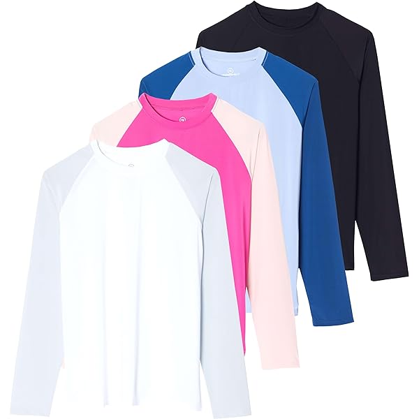 Men's 4-Pack Long Sleeve Rash Guards - UPF 50+ Sun Protection, Moisture Wicking, Quick Dry Workout Shirts