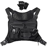 Outdoor Sports Chest pack for men with Gloves, EDC Chest bag for Travel, Lightweight Chest Rig Pouch, Tactical Running Chest Vest for Hiking, Cycling, Fitness, Motorcycle Riding, Workouts