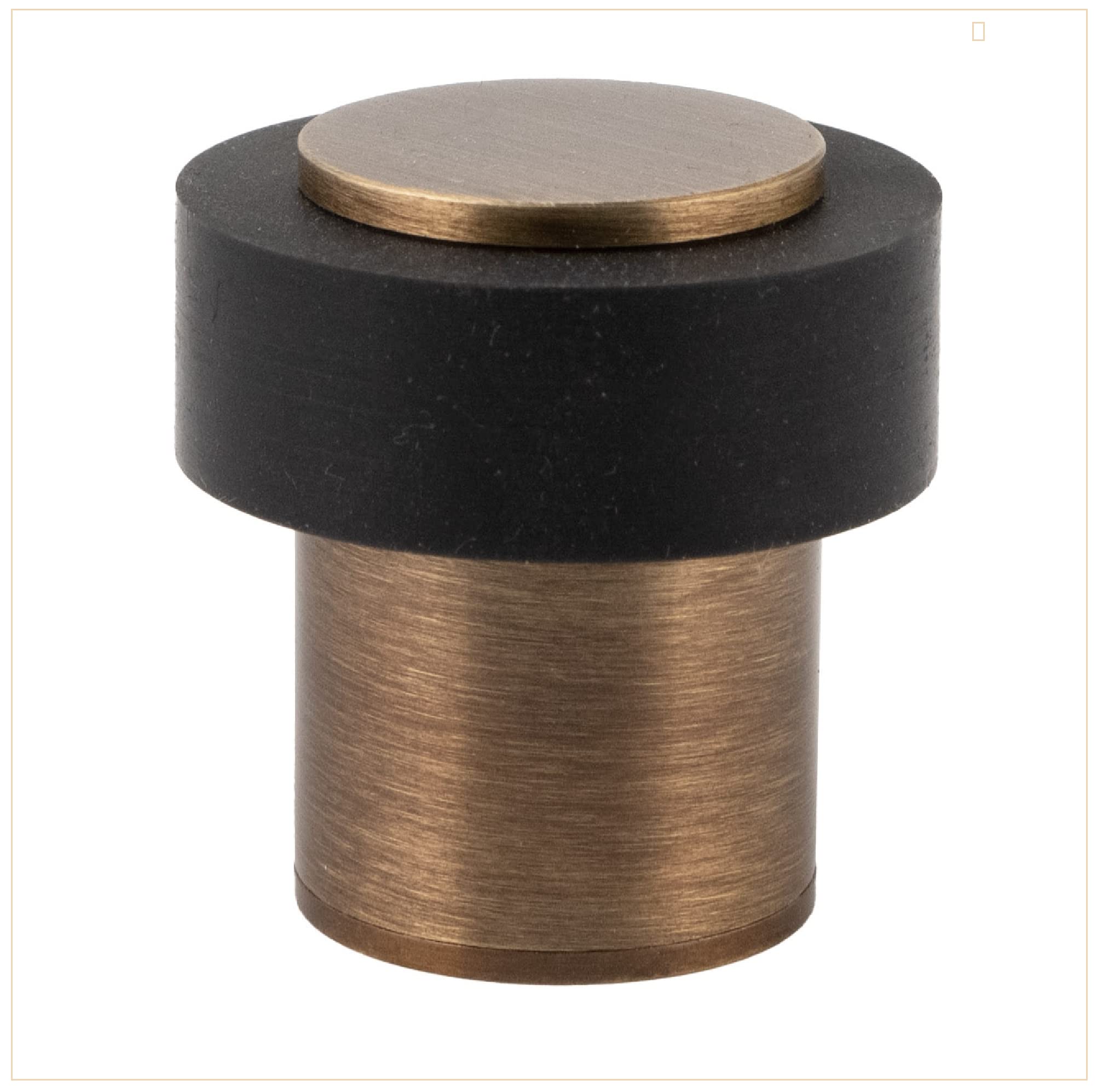 EVI Herrajes | Antique Brass Door Stop | Ø24x35mm | Floor Mounted | Silicone Protection | Includes Screw + Fastening Plug | Model I-191CU