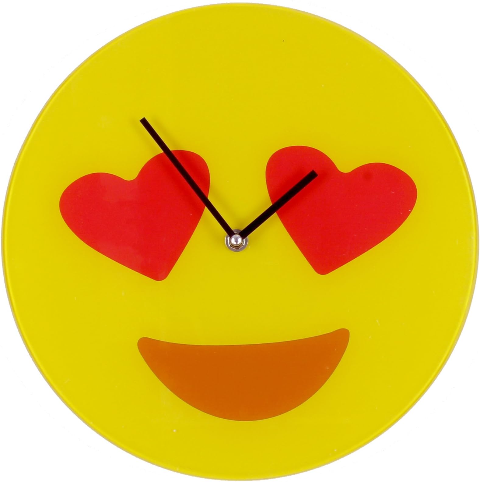 Emotiworld Collection Large 30cm Glass Quartz Wall Clock "Heart Eye Love "