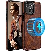 LOHASIC for iPhone 15 Leather Case Compatible with Magsafe, Slim Luxury PU Non-Slip Grip Rugged Bumper Shockproof Full Body Protective Cover Men Women Phone Cases for iPhone 15 5G 6.1" (2023) - Brown
