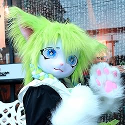 hbbhml Animal Cat Head Mask Fursuit Cute Plush