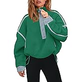 Panadila Womens Half Zip Sherpa Fleece Pullover Soft Oversized Sweatshirt with Pockets Warm Fuzzy Sweater