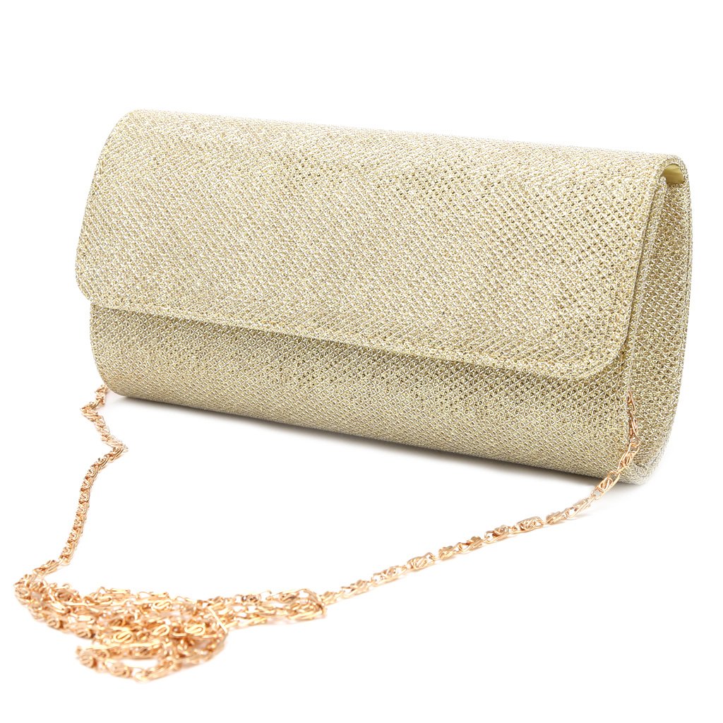 IOOOFU Women's Evening Shoulder Bag Bridal Clutch Party Prom Wedding Envelope Handbag - Gold, 20x11x5cm/7.87x4.33x1.97in