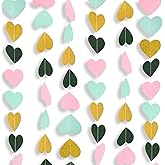 4 Packs Heart Streamers Hanging Garland 52Ft Heart Paper Streamers Banner for Wedding Bridal Shower Party Decor for Birthday Bachelorette Engagement Valentines Graduation Anniversary Christmas
