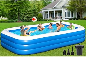ZEUSFIRE Large Inflatable Swimming Pool for Kids Adults, 130"x72"x22" Blow Up Pools Kiddie Pool with Pump, Family Inflatable Swimming Pools for Backyard