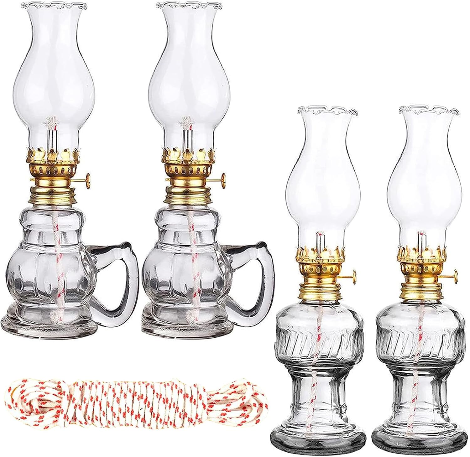 Oil Lamps & Accessories - 4PCS Chamber Oil Lamp Glass Kerosene Oil Lamps,Vintage Oil Lamps for Indoor,Home Lighting Hurricane Lamp Clear Kerosene Lamp Lantern,Oil Lantern for Tabletop Decor