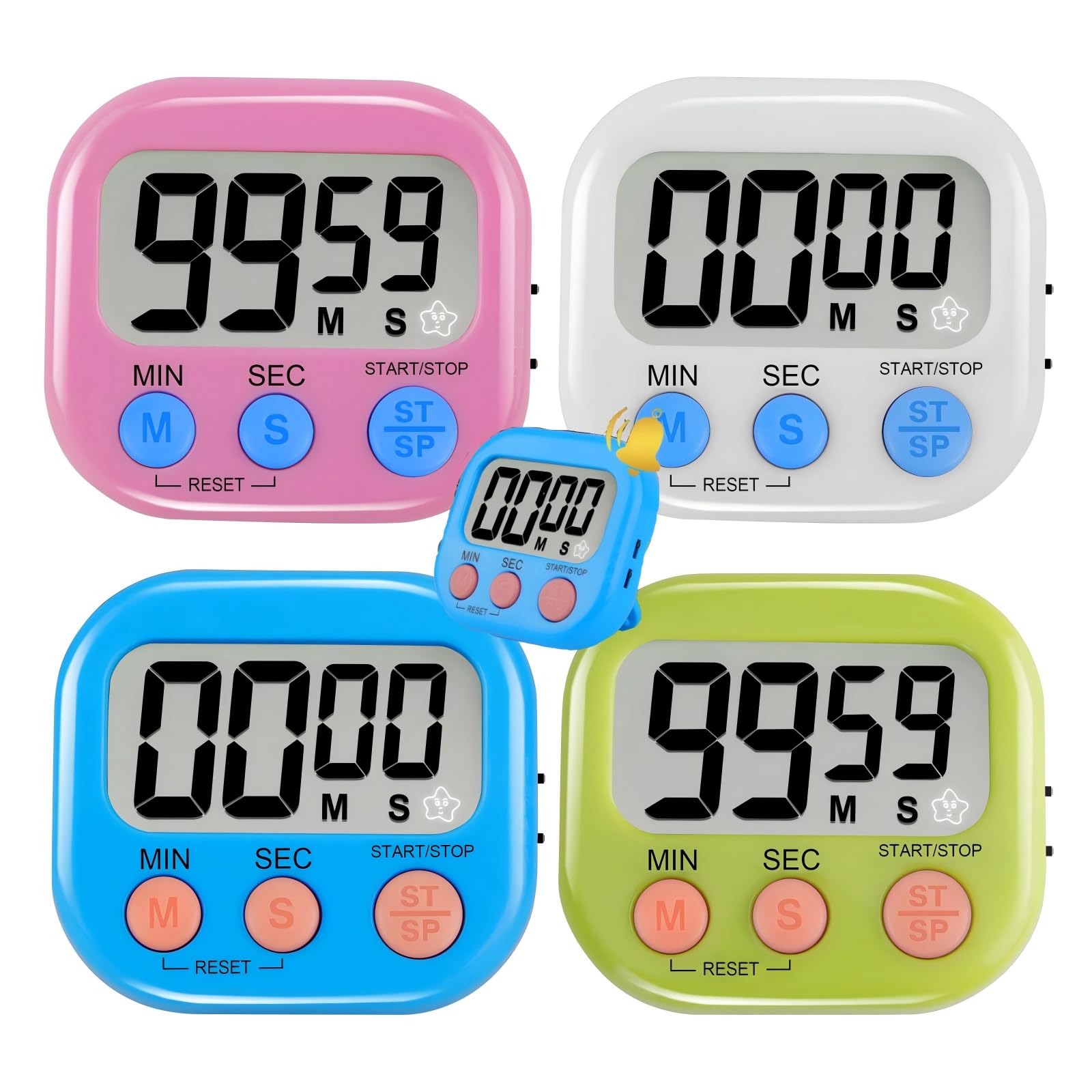 Photo 1 of 4-Piece Multi-Function Digital Timers with Visual Display for Kids, Ideal for Kitchen Cooking, Egg Timer, Classroom Use, Study, Work, and Exercise Training – Batteries Not Included