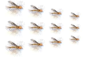 Feeder Creek Flies for Fly Fishing | Stimulator Yellow Dry Flies | 12pc Fly Fishing Lures | Trout Flies | 4 Size Assortment | Fly Fishing Flies for Trout | Fly Fishing Kit