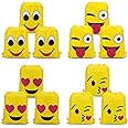 Konsait Emoticon Bags for Emoticon Party Supplies(12 Pack), Emoticon Drawstring Backpack Shoulder Bag Bulk for Kids Birthday Emoticon Party Gift