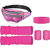 yvsay 5-Piece 80s Workout Costume for Women, Halloween & 90s Theme Party Outfit with Leg Warmers, Headband, Wristbands, Fanny Pack