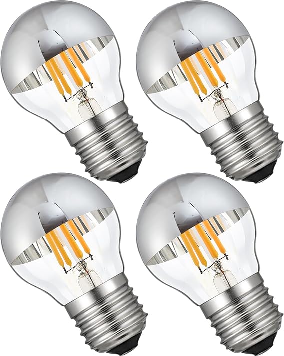 CanYa g45 4W Edison LED Filament G45 Light Bulb with Mirror Half Chrome