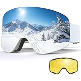 JQF Gear Magnetic Ski Goggles Snow Snowboard Goggles UV400 OTG Snowboarding Goggle for Men Women Adult
