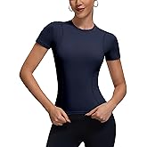 Womens Workout Compression Shirts,Athletic Dry Fit Yoga Gym Pilates Shapewear Tops,Cute Crop Y2K Short Sleeve Clothes