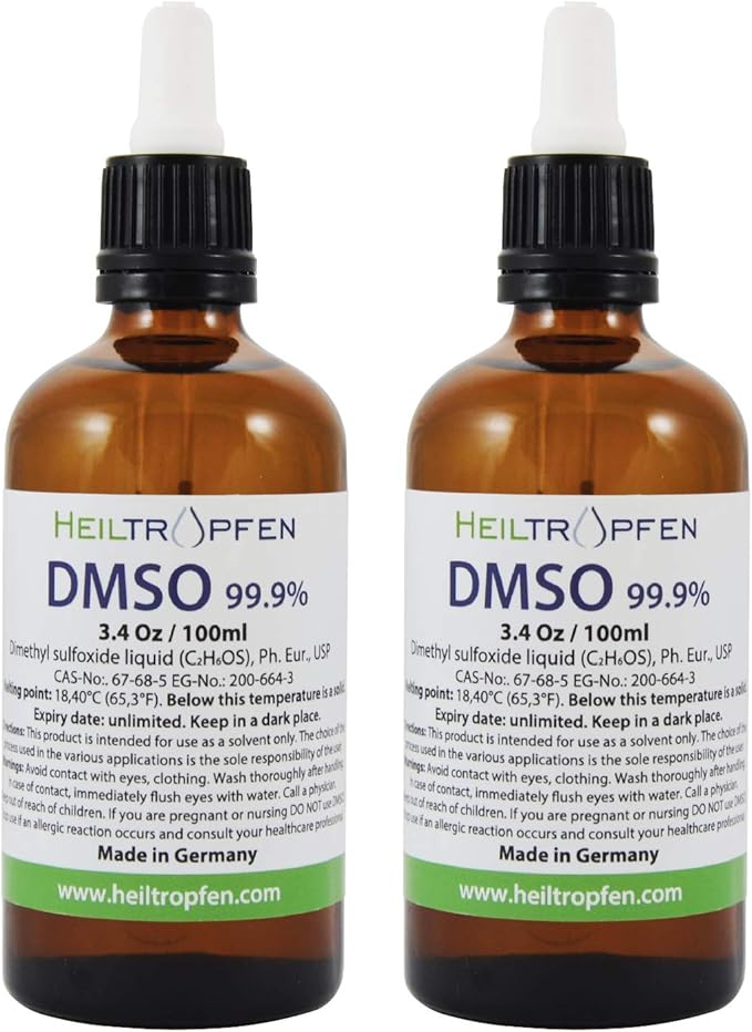 Amazon Com 2x Dmso 99 9 Pharma Grade No Odor Dimethyl Sulfoxide Liquid 2x 3 4 Oz 2x 100ml High Purity Set Of Two Heiltropfen Health Personal Care