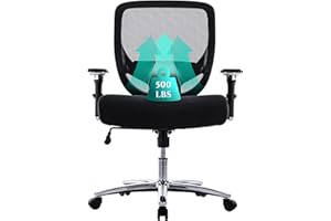 COLAMY Big and Tall Office Chair 500lbs, Heavy Duty Ergonomic Mesh Chair, Computer Executive Desk Chair with Wide Thick Seat, 4D Armrests, Adjustable Lumbar Support and Tilt-Black