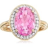 Ross-Simons 5.25 Carat Pink Topaz and .21 ct. t.w. Diamond Ring in 14kt Yellow Gold
