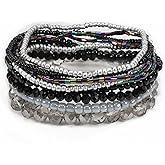 SCRDPRAD Adjustable Handmade Seed Beaded Bracelet for Women Multi-Layer Stackable Crystal Beaded Bracelet Heishi Bohemian Summer Beach Fashion Charm Jewelry