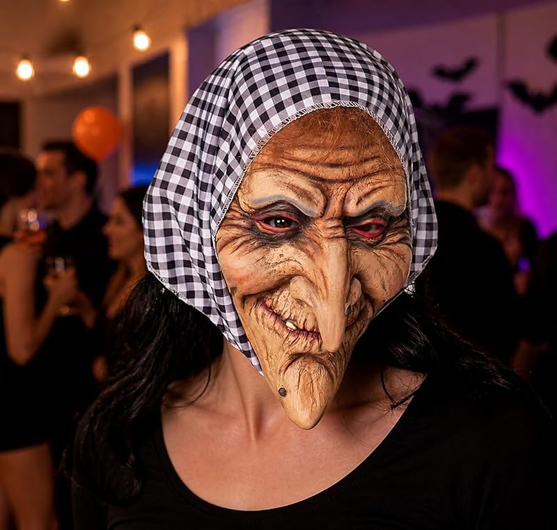 - Latex Kopfmaske Hexe mit Kopftuch für Erwachsene
