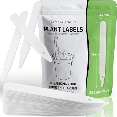 Innoveem Plant Labels Outdoor 80 Waterproof White Plastic Markers Dual Writing