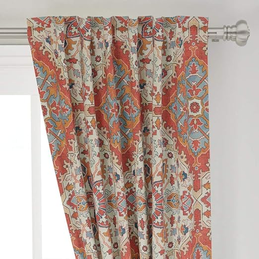 Amazon Com Roostery Curtain Panel Orange Red Kilim Large Scale