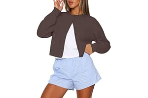 Kistore Womens Cropped Cardigan Sweaters Crew Neck Long Sleeve Button Up Sweaters Lightweight Knit Trendy Sweaters 2025