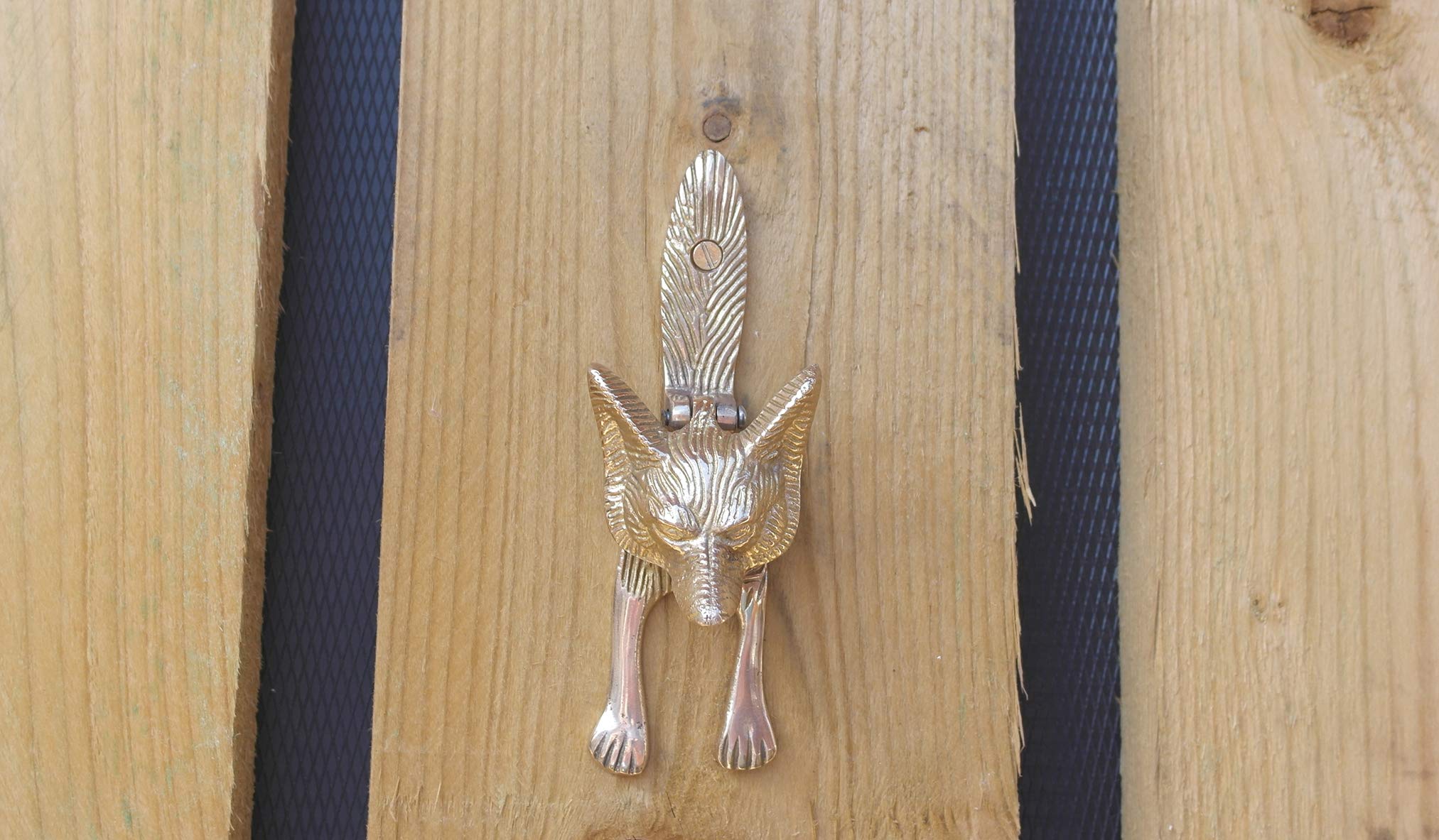 Solid Brass Fox Door Knocker, Polished unlacquered Finish, Handcrafted Animal Design, Elegant Front Door Hardware, Traditional Vintage Style