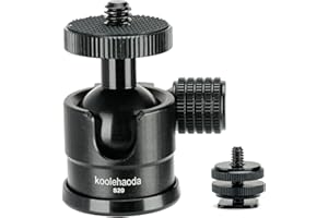 Koolehaoda Mini Ball Head Tripod Head with Cold Shoe Mount,360° Panoramic Aluminum Alloy Ball Head Mount with 1/4" Screw for 