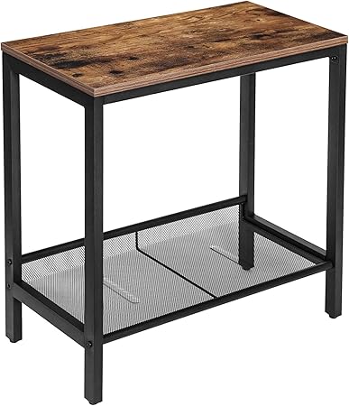 Hoobro Side Table Narrow Small End Table With Flat Or Slant Adjustable Mesh Shelf Nightstand Accent Table For Small Spaces Easy Assembly Industrial Design Rustic Brown Ebf22bz01 Amazon Co Uk Kitchen Home