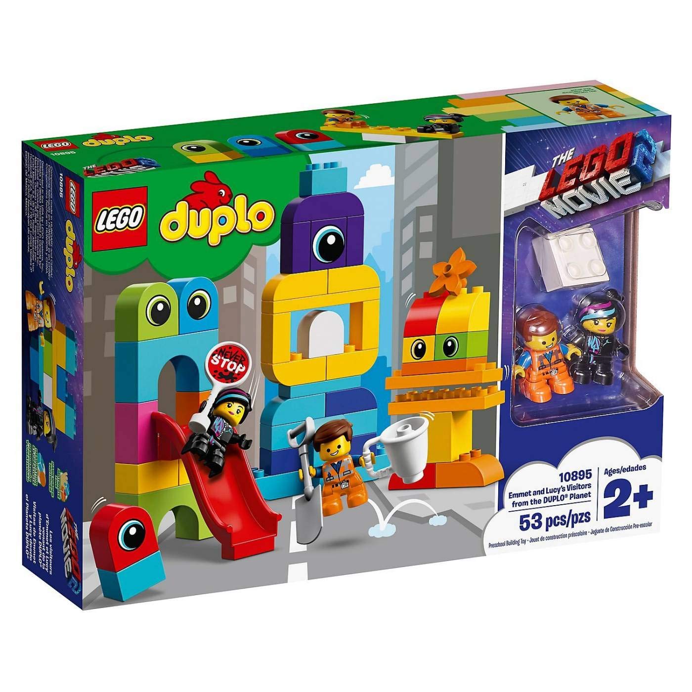 LEGO The LEGO Movie 2 Emmet and Lucy’s Visitors from the DUPLO Planet 10895 Building Bricks , New 2019 (53 Piece)