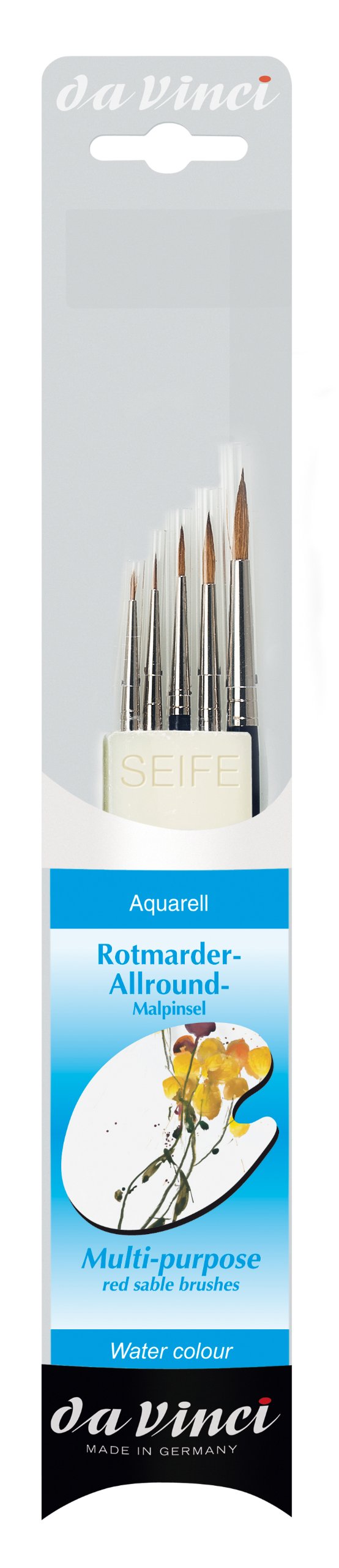 DA VINCI 5246 Series Multipurpose Red Sable Brush Set, Blue, White/Black, 30 x 30 x 30 cm