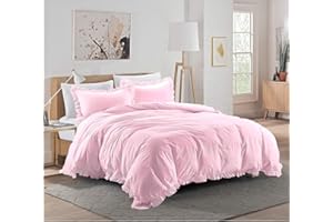 Xtream Fabric Ultra Soft 1 Piece Frilled Duvet Cover with Beautiful Corner Edge Ruffle Comforter Cover 100% Cotton 800 TC Solid Full/Queen Size, Pink