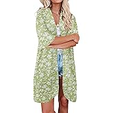 Jayscreate Women's Chiffon Kimono Cardigans Lightweight Batwing Summer Casual Long Boho Sheer Cardigan for Women Coverup Tops