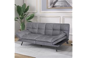 Hcore Convertible Futon Sofa Couch Bed,Memory Foam Futon Couch,Sofa Bed Couch,Modern Futon Bed Loveseat Sofa Sleeper Splitback Sofa Polyester Modern Sofa for Living Room,Office,Apartment,Dark Grey
