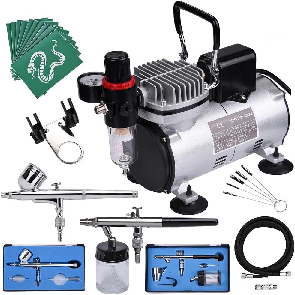 ReaseJoy AS182S Complete Airbrush Kit Compressor with Fan Nail Tattoo