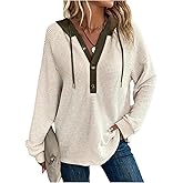 SOLY HUX Women's Plus Size Hoodies Sweatshirt Long Sleeve Hooded Half Button Knit Pullover Tops Fall Clothes