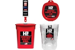 HANDY PAINT PRODUCTS Handy Paint Pail Kit- Includes Handy Paint Pail, 6 Disposable Liners, Snap-On Lid & 2" Angled Mini-Brush-Perfect for Trim, Cut-ins, and Small Painting Projects