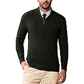 Kallspin Mens Quarter Zip Sweater Wool Blend Cable Knit Pullover Long Sleeve Casual Business Knitwear Fall Winter Top