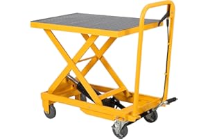 GarveeTech Hydraulic Lift Table Cart, 500lbs Capacity 28.4" Lifting Height, Manual Single Scissor Lift Table with Non-Slip Pad, Elevating Hydraulic Cart for Material Handling and Transportation