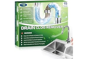FQR Drain Clog Remover Powder, 15-Pack Powerful Sink Drain Cleaner, Advanced Shower Drain Clog Remover for Grease Hair, Clogged Kitchen Bathroom Toilet Opener, Safe for All Pipes and Septic Systems
