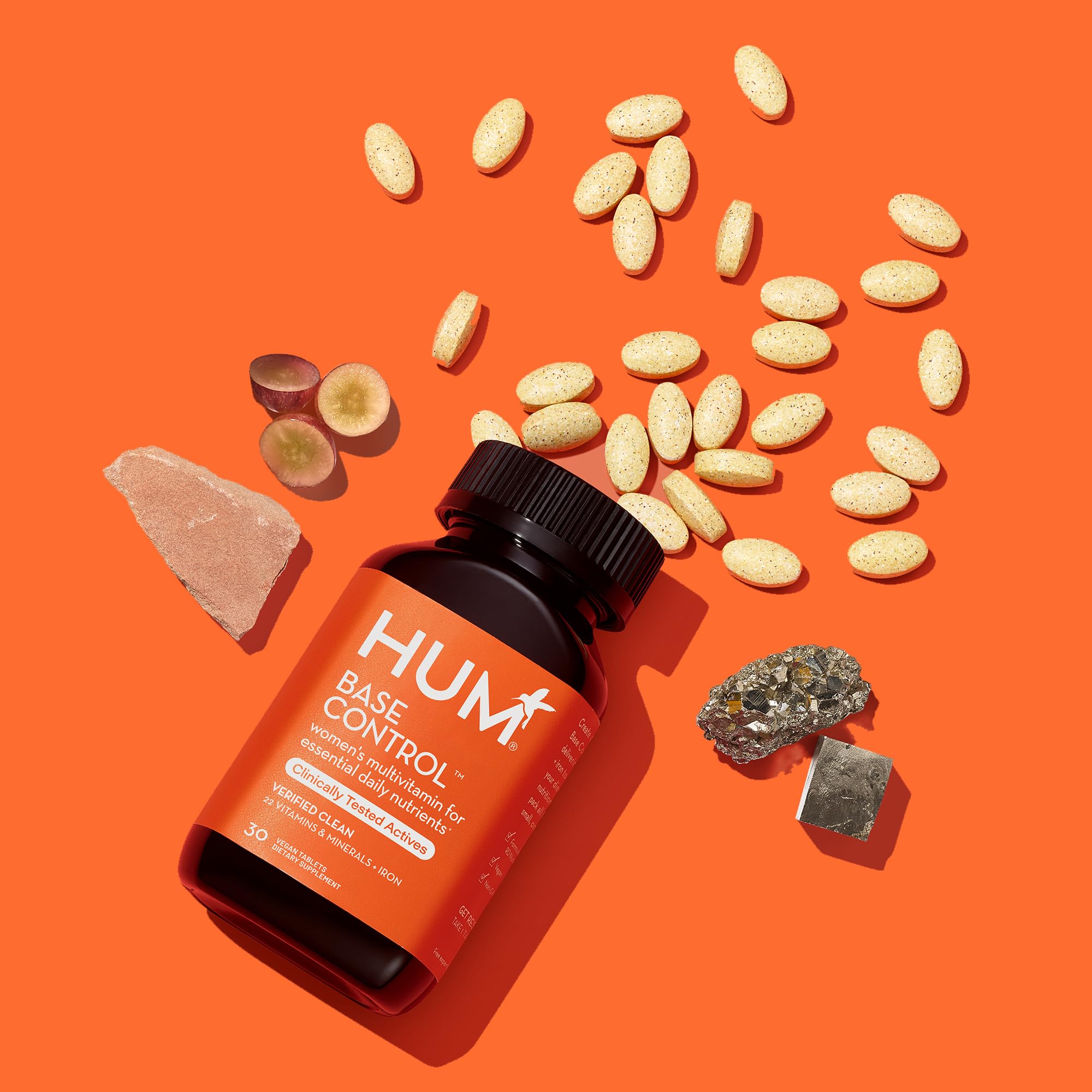 HUM Base Control - Daily Women's Multivitamin & Minerals w/B Complex, Vitamin C, 22 Micro-Nutrients + Iron & Biotin to Support Pre-Menopause Women - Non-GMO & Gluten-Free (30 Tablets)