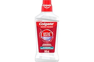 Colgate Optic White Advanced Teeth Whitening Mouthwash, Icy Fresh Mint, 2% Hydrogen Peroxide, Alcohol Free & Enamel Safe, 946