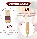 hioseyre 3Pcs Pastry Basting Brushes Boar Hair Wood Handle Durable Heat view 3