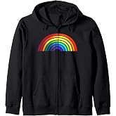 Rainbow - Rainbow Simple Style Basic Stripe Design Zip Hoodie