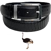vinacreations Ostrich Leather Belt Mens Handmade Exotic Straight Belts Metal Pin Buckle Durable Dress Belt-Classic &amp; Fashion